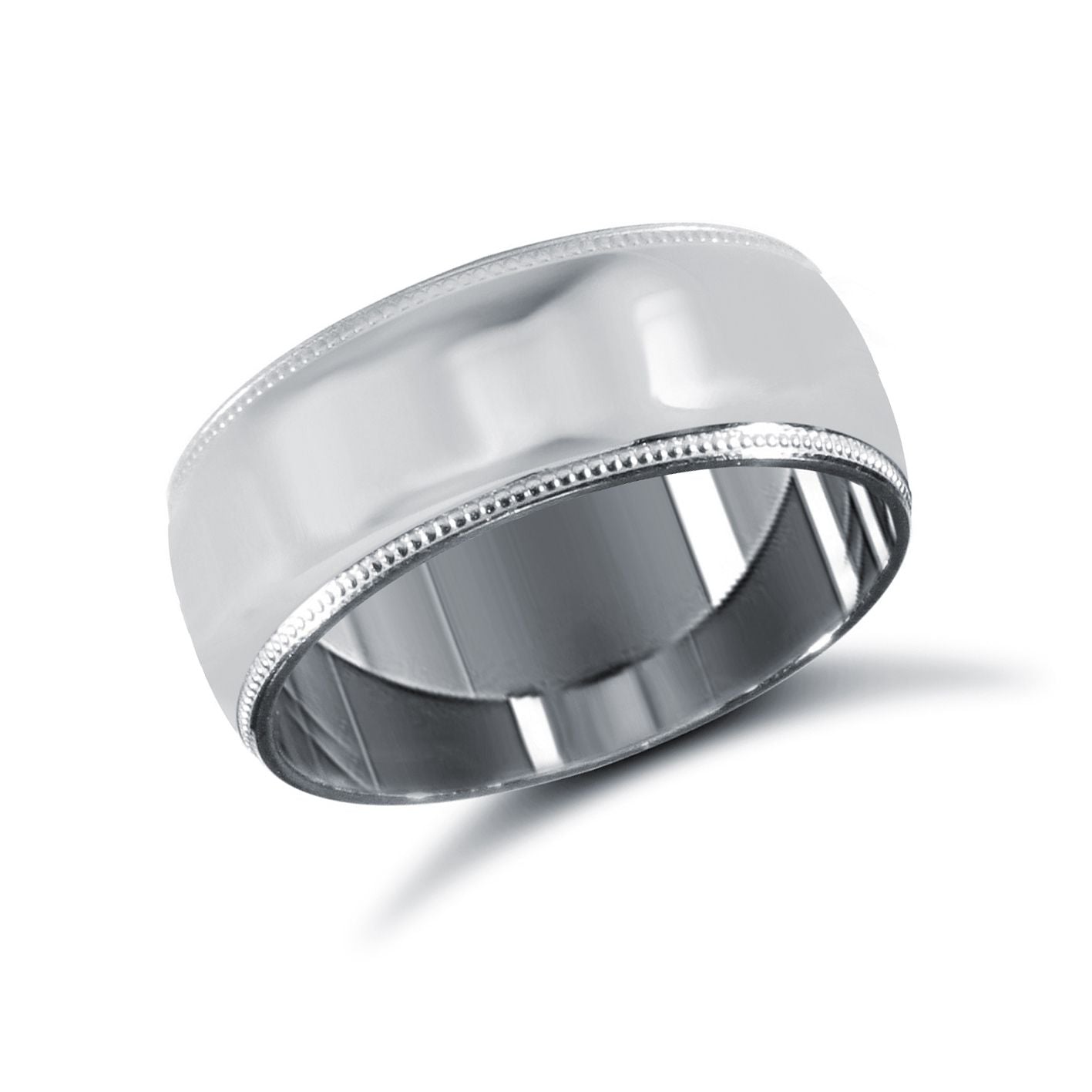 18ct White Gold Standard Weight Court Profile Mill Grain Wedding Ring