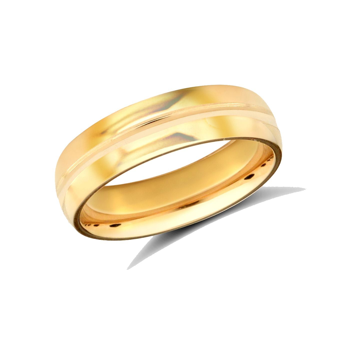 WSC9Y5-05(F-Q) | 9ct Yellow Gold Standard Weight Court Profile Centre Groove Wedding Ring