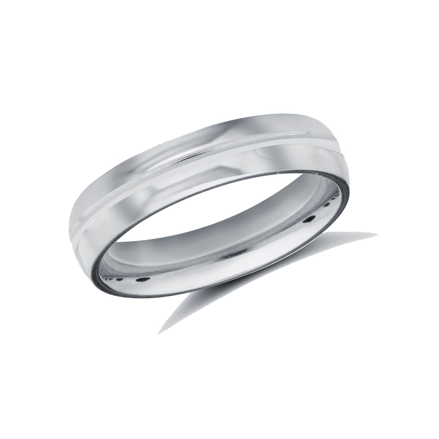WSCPD4-05(F-Q) | Palladium Standard Weight Court Profile Centre Groove Wedding Ring
