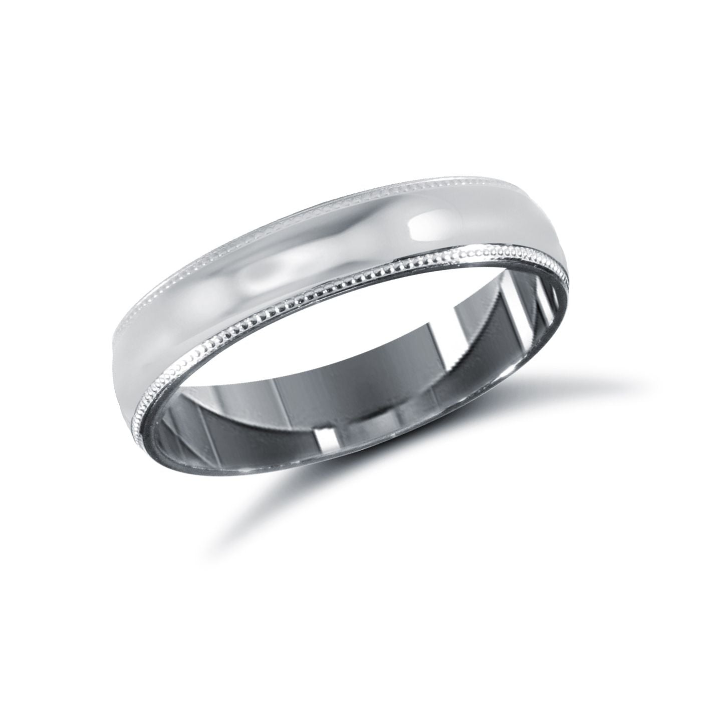 WSCPL4-02(F-Q) | Platinum Standard Weight Court Profile Mill Grain Wedding Ring