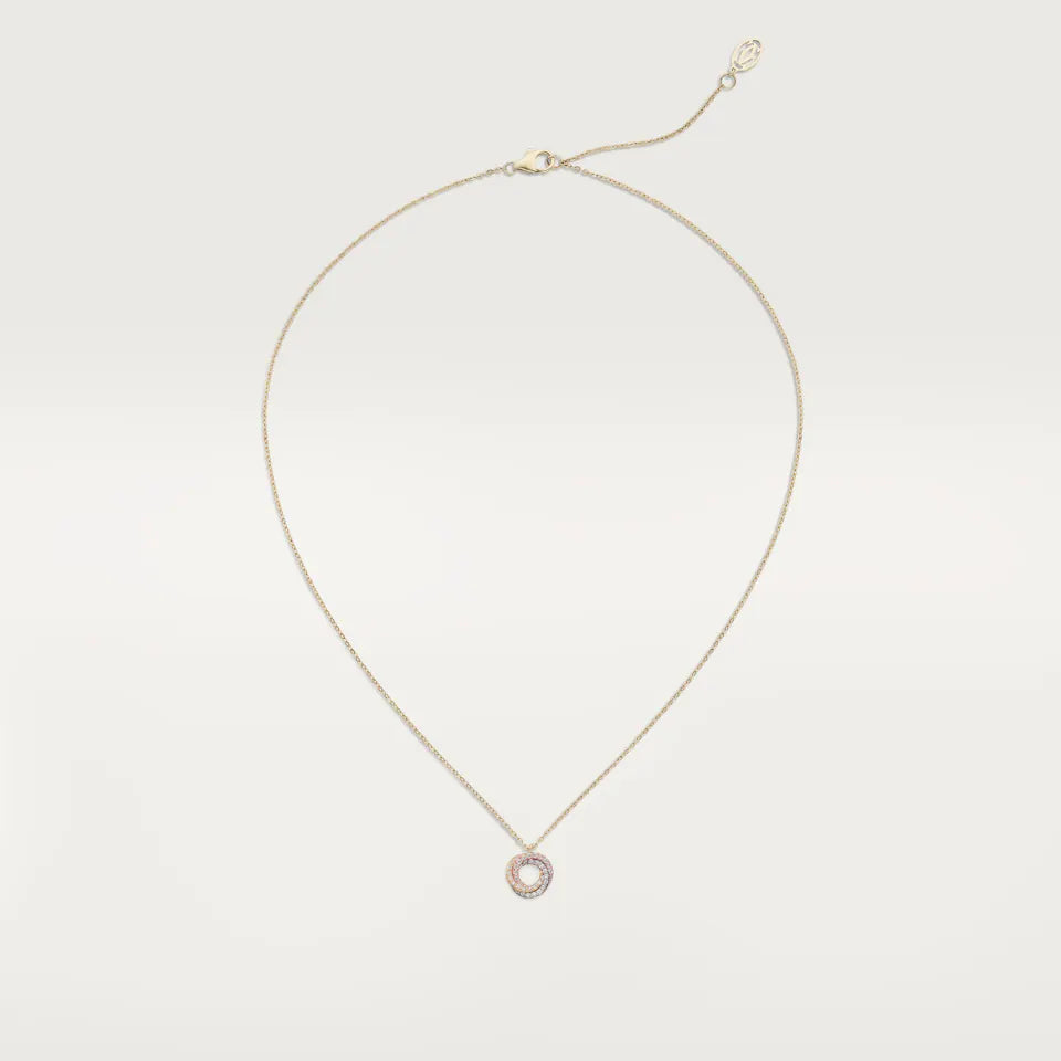 Cartier Trinity Pendant Paved 18K White, Yellow & Rose Gold