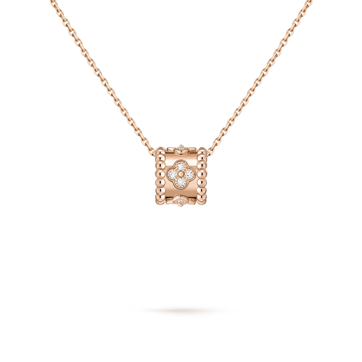 Van Cleef & Arpels Perlée Clovers Diamond Pendant 18K Rose Gold