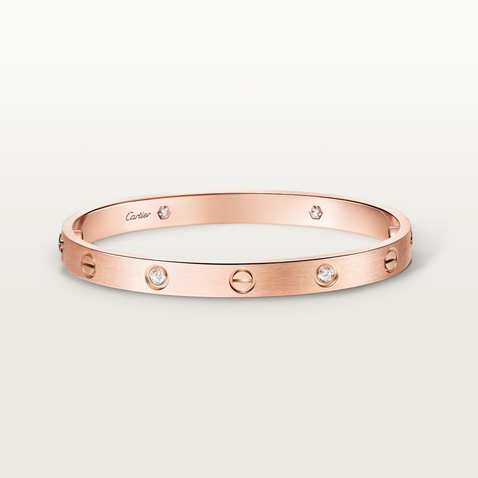 Cartier LOVE Bracelet Classic Model 4 Diamonds Rose Gold