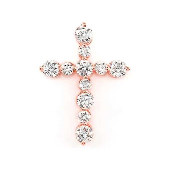 Erkals Jewellers Shared Prong Hidden Bail Cross Pendant 18K Gold Diamond 0.85ctw