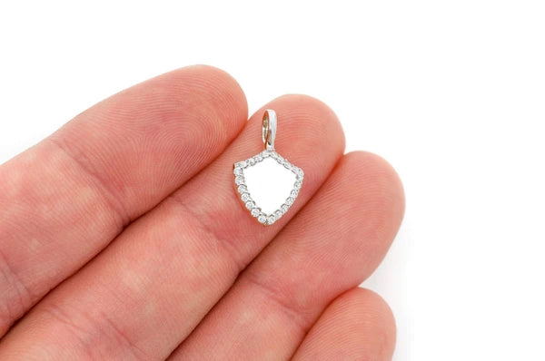 Erkals Jewellers Engravable Shield Pendant 18K Gold Diamond 0.20ctw