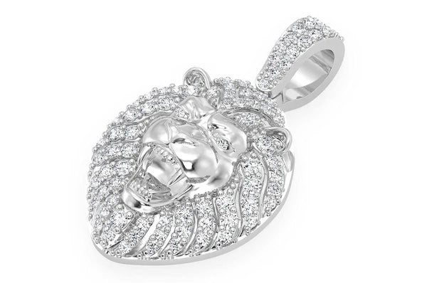 Pendentif tête de lion 0,50 ct diamant en or massif 14 carats