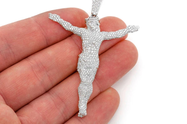 Erkals Jewellers Large Jesus Crucifix Pendant 18K Gold Diamond 3.30ctw
