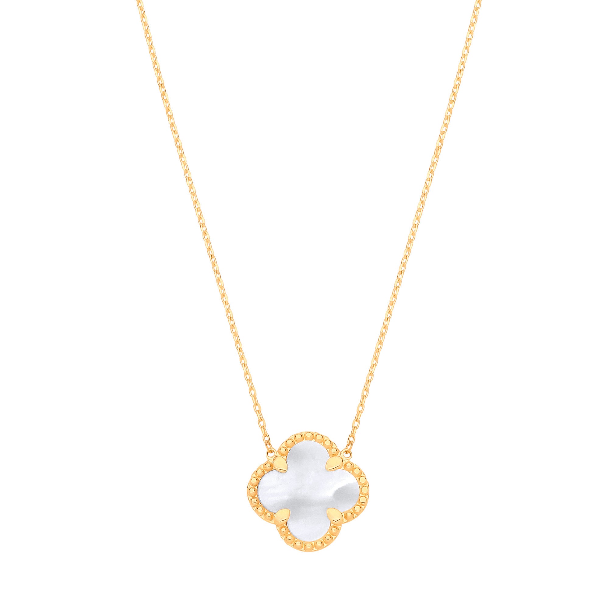 Y/G MOP Four Leaf Clover Pendant Chain