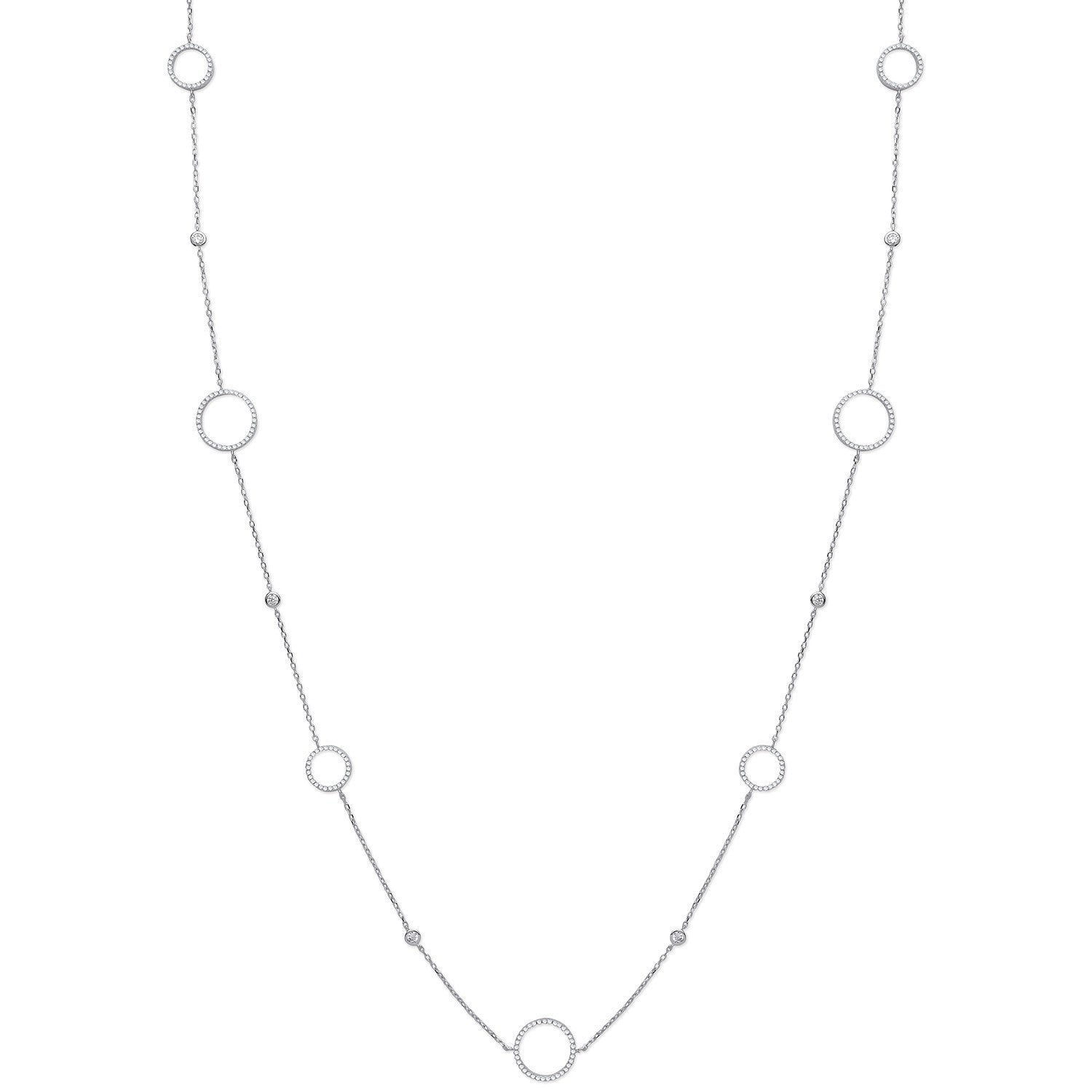 Silver Cz Circle of Life 36" (91cm) Necklace