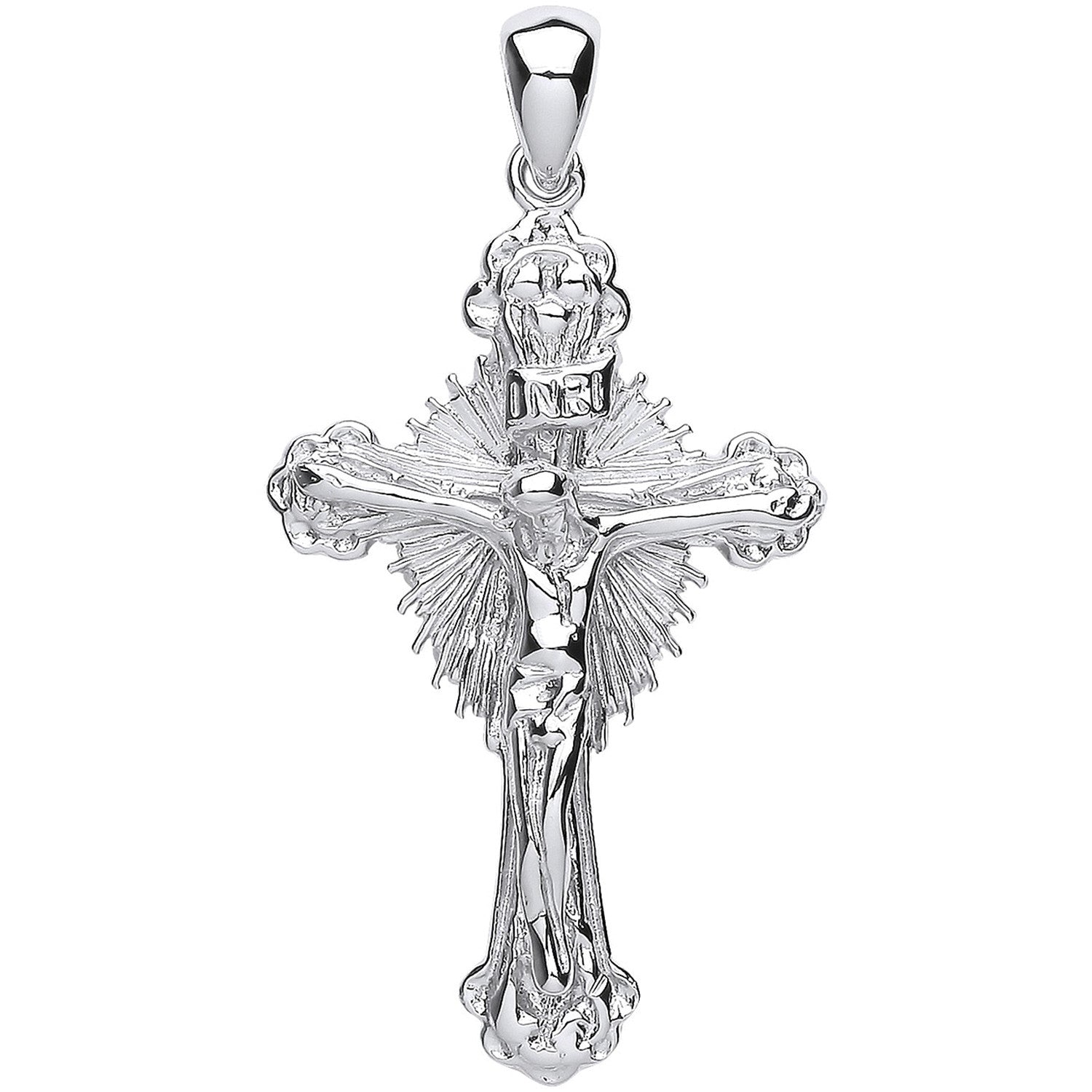 Silver Sunburst Crucifix