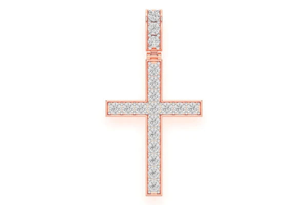 Erkals Jewellers Miracle Set Cross Extra Large Pendant 18K Gold Diamond 0.75ctw
