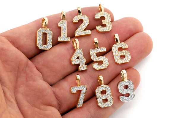 Erkals Jewellers Medium Jersey Number Pendant 18K Gold Diamond 0.35ctw