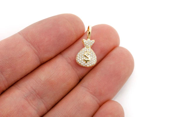 Erkals Jewellers Money Bag Pendant 18K Gold Diamond 0.33ctw