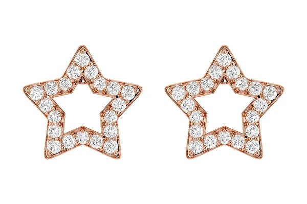Erkals Jewellers Open 5 Point Star Stud Earrings 18K Gold 0.20ctw