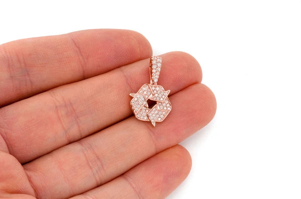 0.55ct Diamond Recycle Symbol Pendant 14K Solid Gold