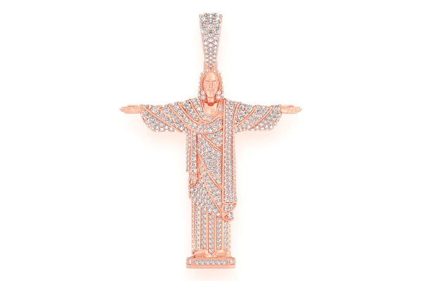Erkals Jewellers Christ The Redeemer Pendant 18K Gold Diamond 4.25ctw
