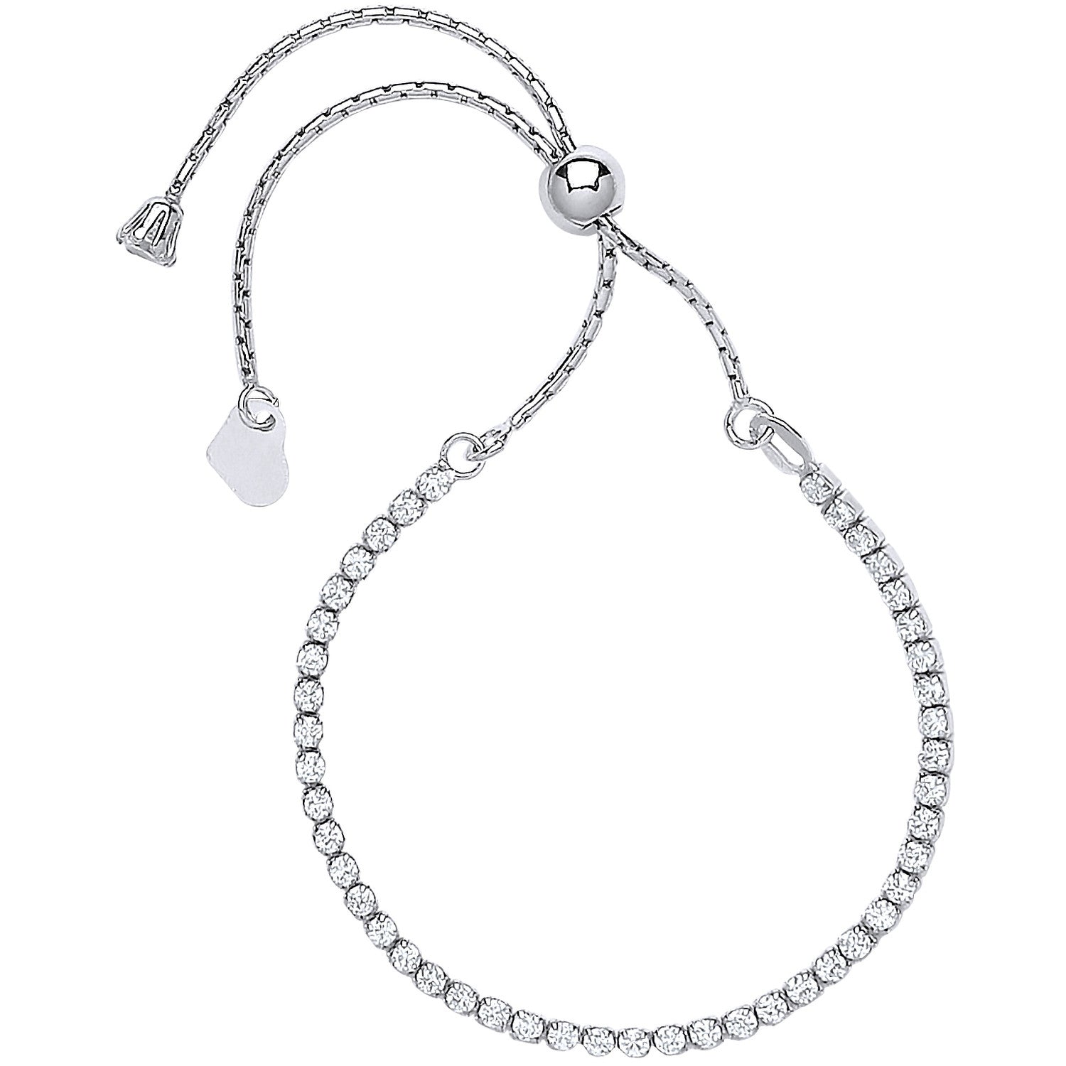 Silver Cz Friendship  Bracelet