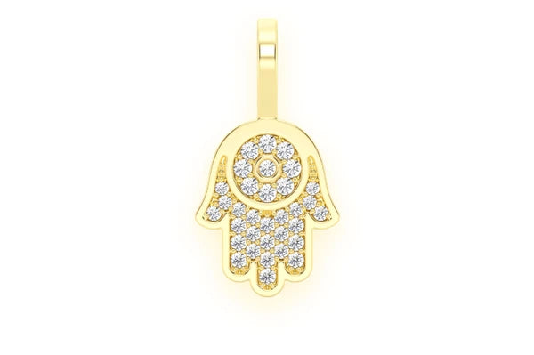 Erkals Jewellers Mini Hamsa Diamond Pendant 18K Gold 0.20ctw
