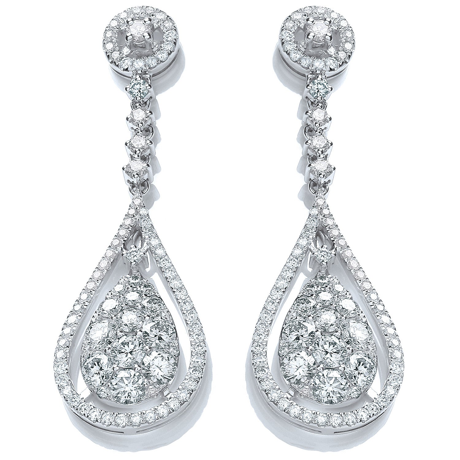 18ct White Gold 3.30ct Diamond Drop Earrings