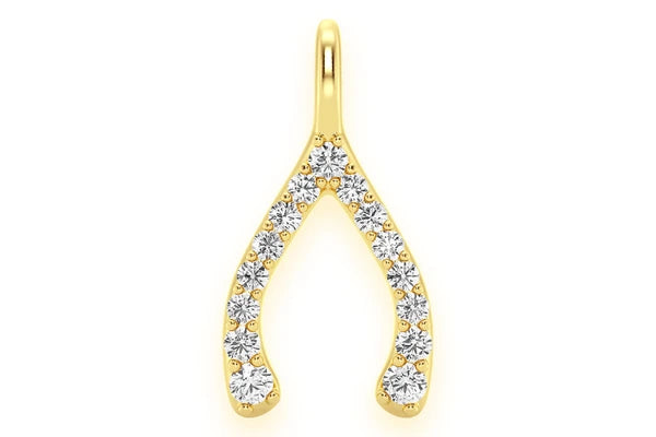 Erkals Jewellers Wishbone Pendant 18K Gold Diamond 0.15ctw