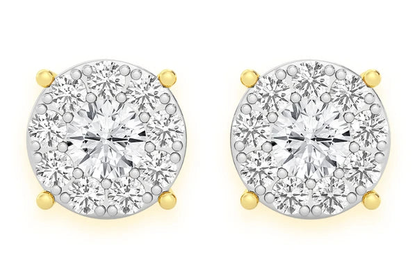 Erkals Jewellers Mosaic Stud Earrings 18K Gold 0.75ctw