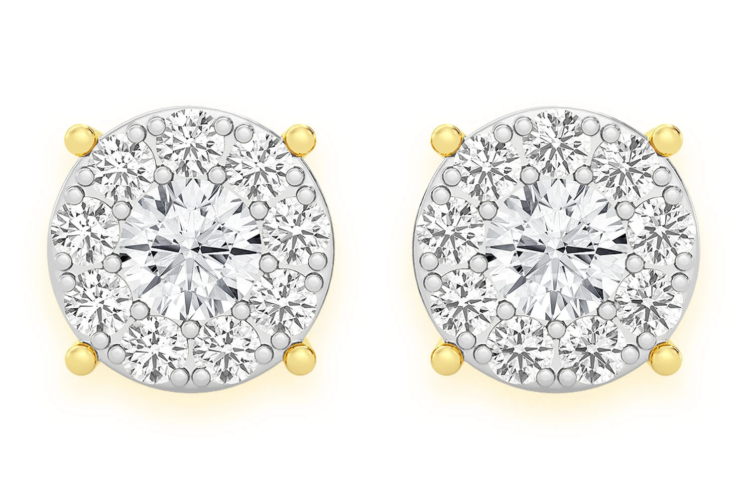 Erkals Jewellers Mosaic Stud Earrings 18K Gold 0.75ctw