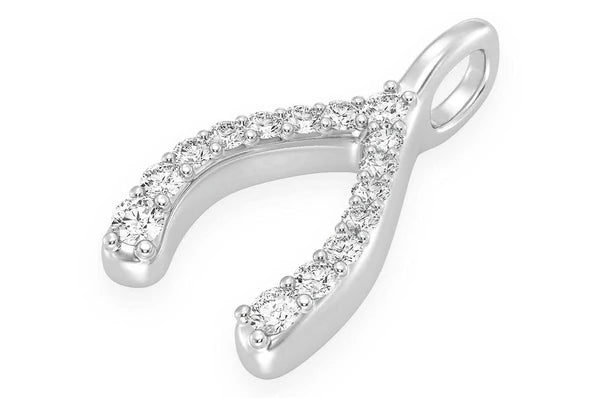 Colgante de diamantes Wishbone de 0,15 quilates en oro macizo de 14 quilates