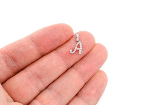 Erkals Jewellers Cursive Letter A Pendant 18K Gold Diamond 0.20ctw