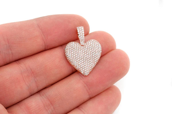 1.25ct Diamond Bubbly Heart Pendant 14K Solid Gold