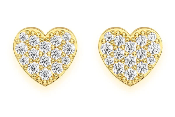 Erkals Jewellers Heart Stud Earrings 18K Gold 0.25ctw