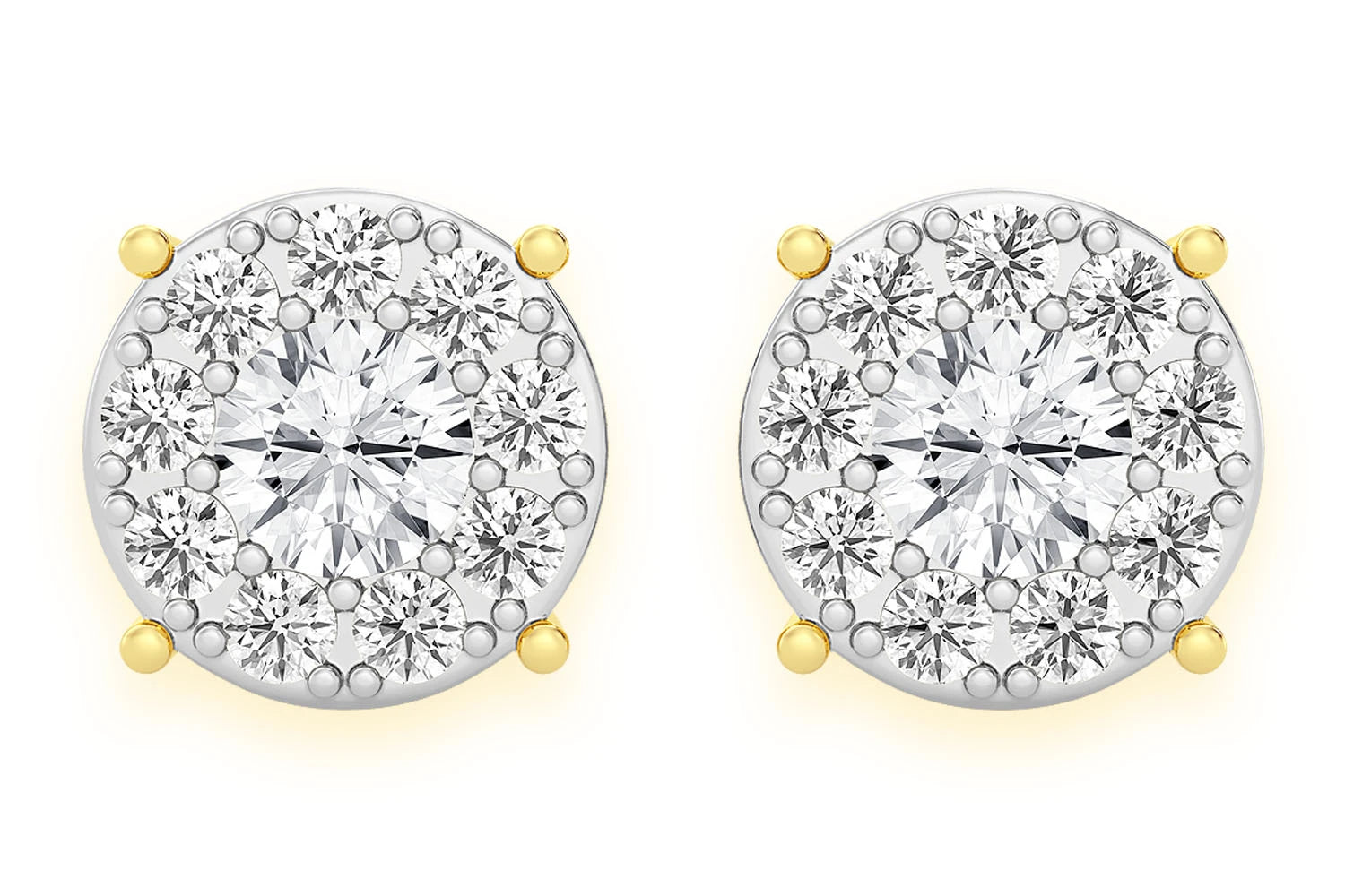 Erkals Jewellers Mosaic Stud Earrings 18K Gold 1.00ctw