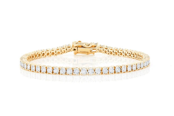 Erkals Jewellers 2pt Miracle Set Diamond Tennis Bracelet 18K Gold 1.25ctw