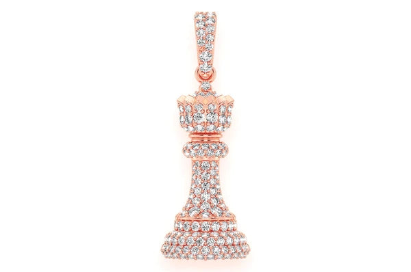 0.75ct Diamond Queen Chess Piece Pendant 14K Solid Gold