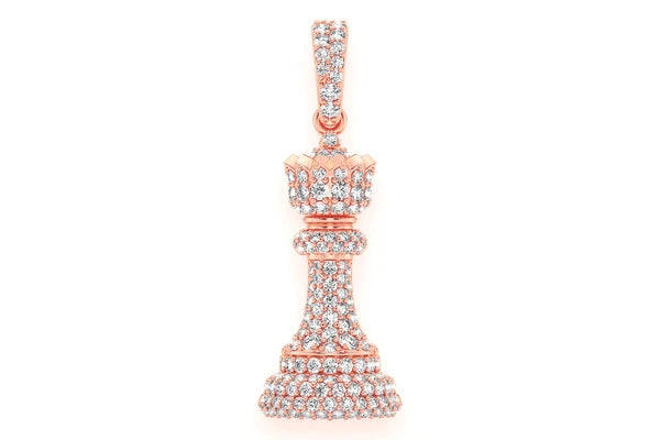 Erkals Jewellers Queen Chess Piece Pendant 18K Gold Diamond 0.75ctw