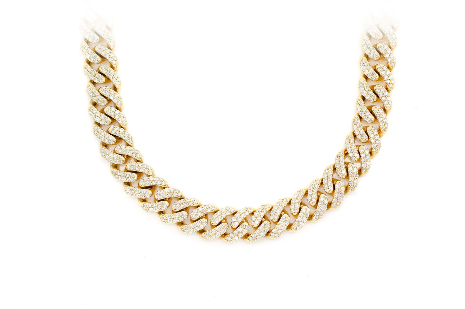 Erkals Jewellers 10mm Miami Cuban Diamond Necklace 18K Gold 14.00ctw