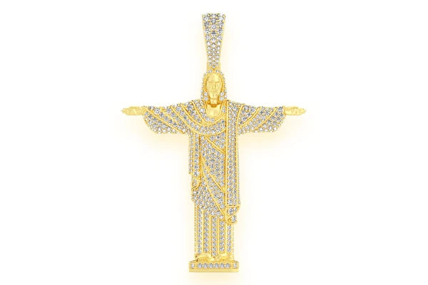 Erkals Jewellers Christ The Redeemer Pendant 18K Gold Diamond 4.25ctw