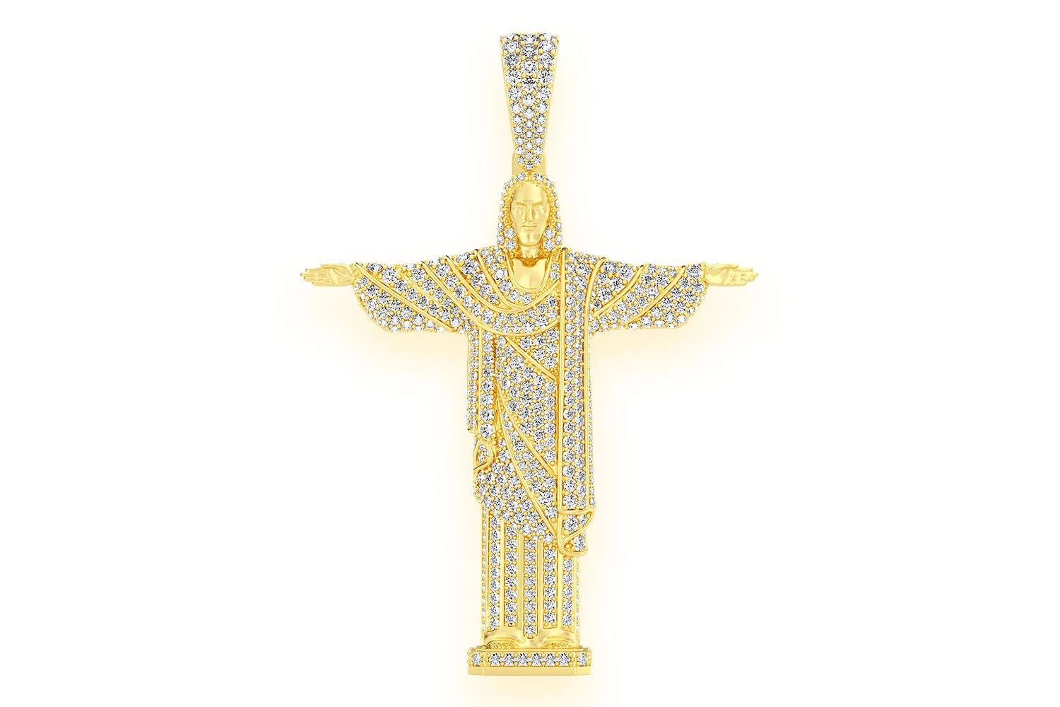 Erkals Jewellers Christ The Redeemer Pendant 18K Gold Diamond 4.25ctw