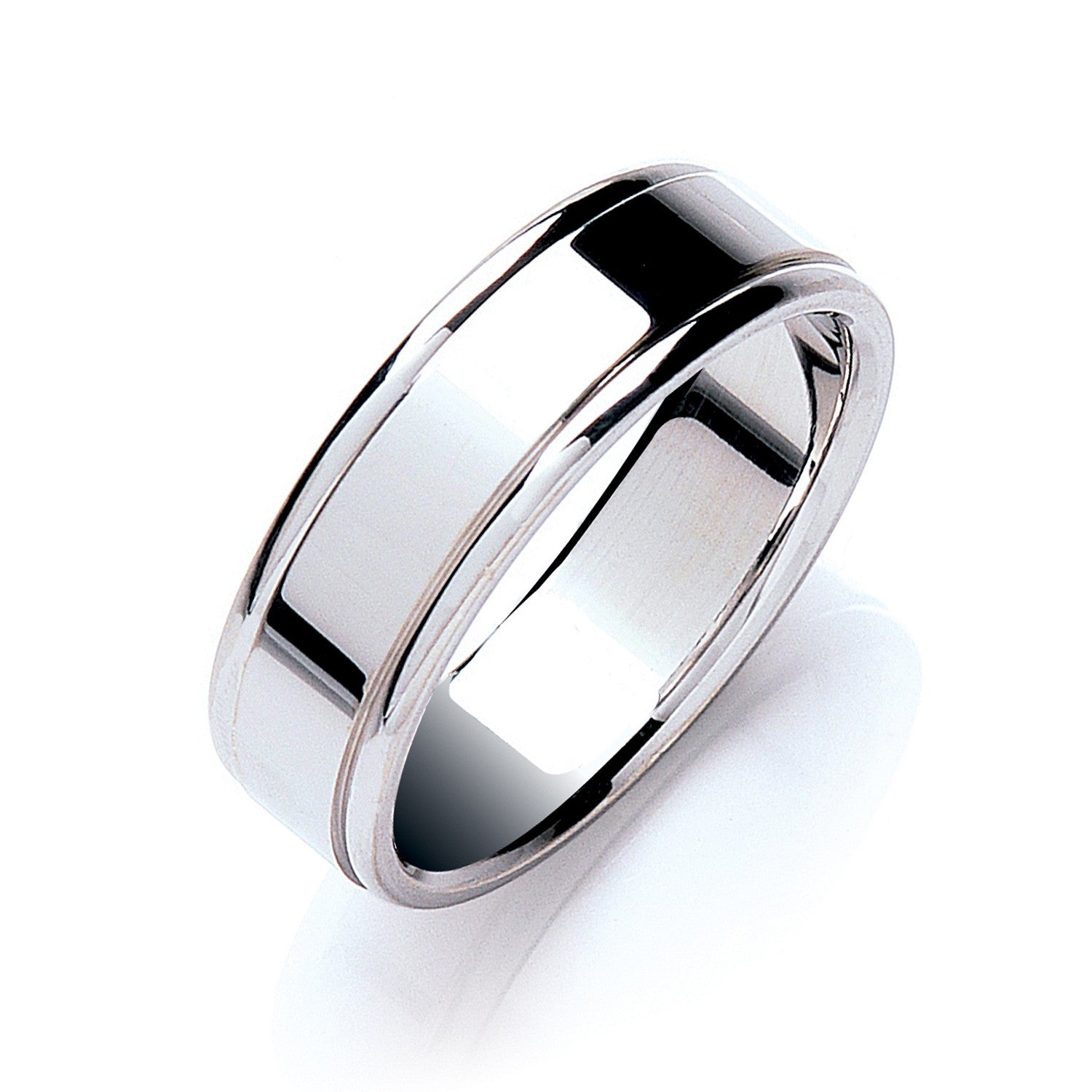 7mm Flat Court Track Edge Polish Wedding Band