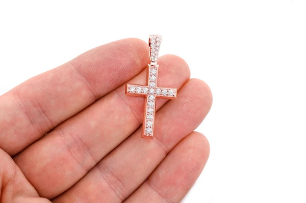 Erkals Jewellers Angled Cross Pendant 18K Gold Diamond 1.15ctw