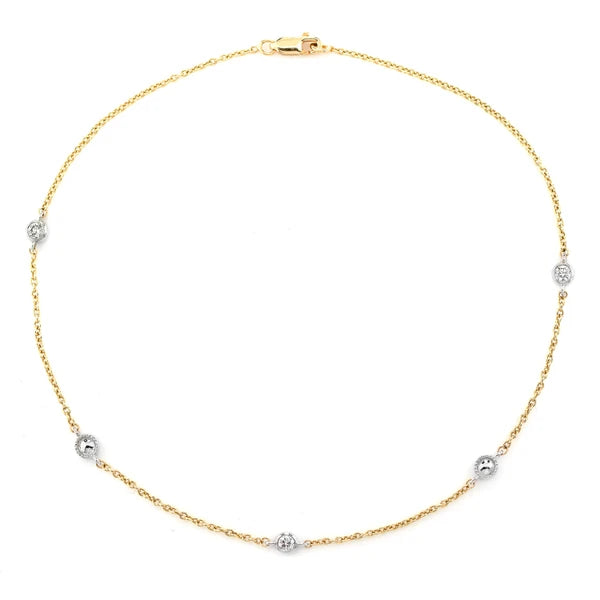 Erkals Jewellers Bead Bezel Diamond Station Bracelet 18K Gold 0.10ctw