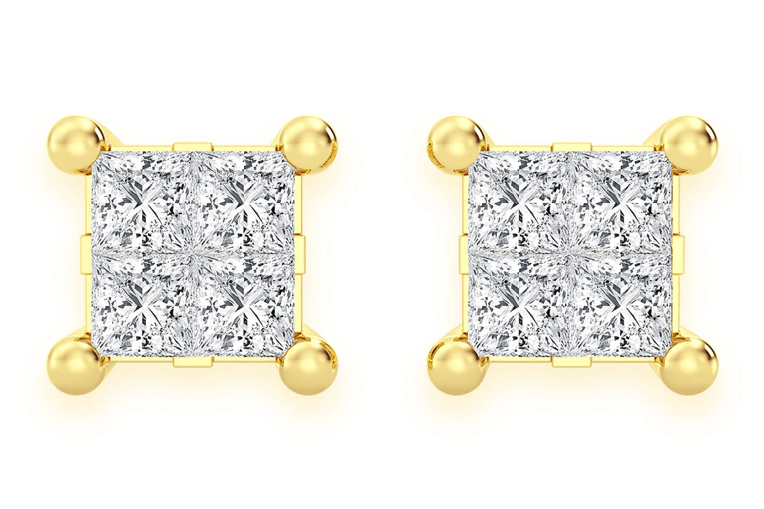 Erkals Jewellers Quad Stud Earrings 18K Gold 0.75ctw