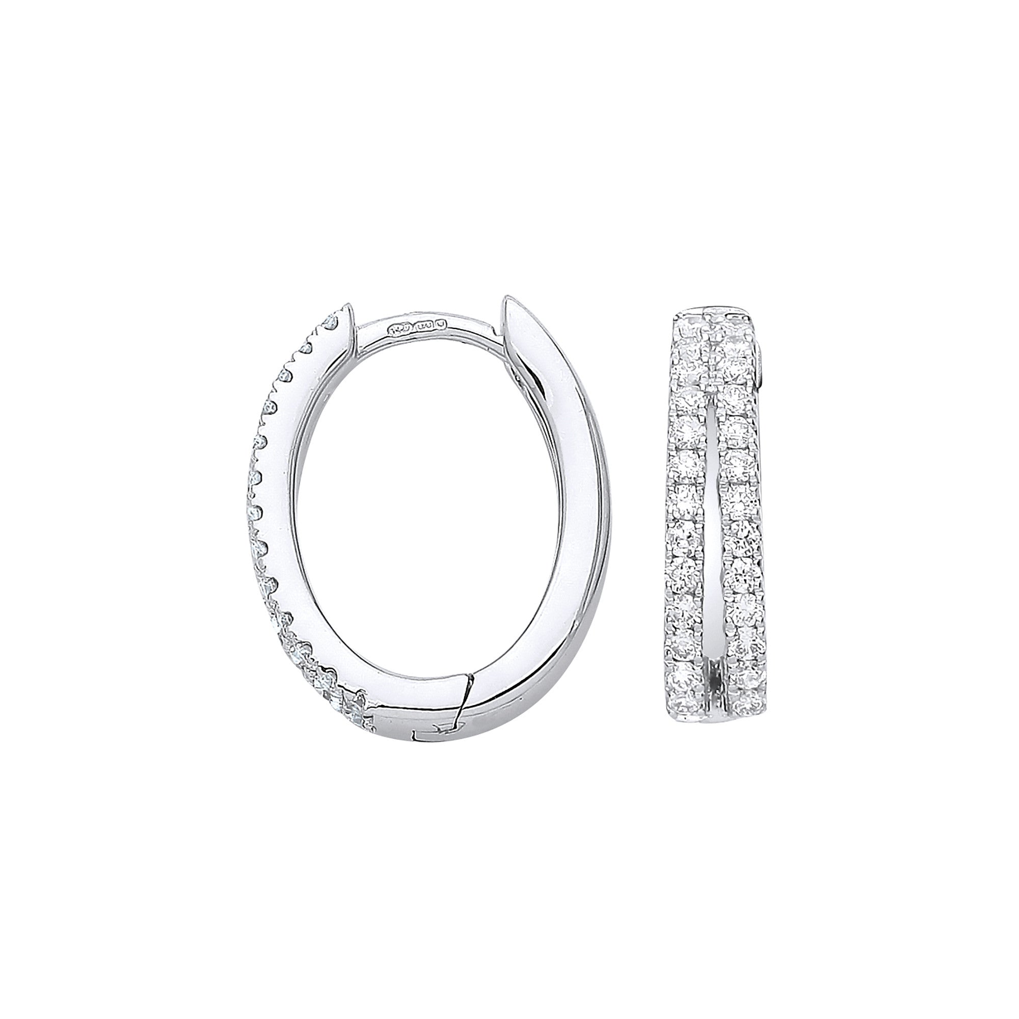 9ct White Gold Brilliant Cut 0.51ct Diamond Double Row Hoop Earrings