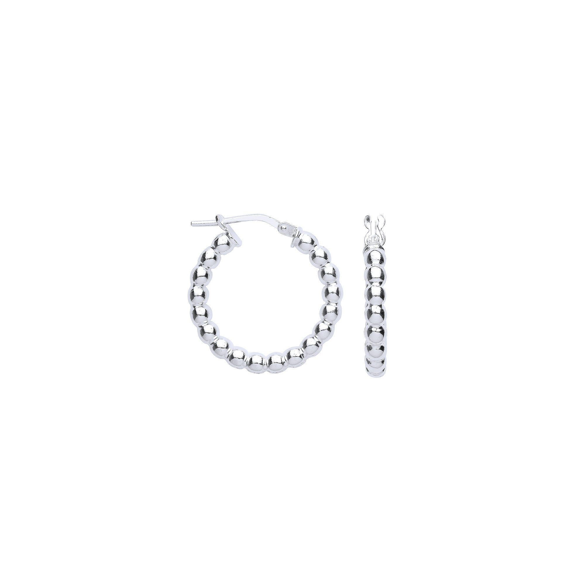 Silver Bead 21mm Hoop Earrings