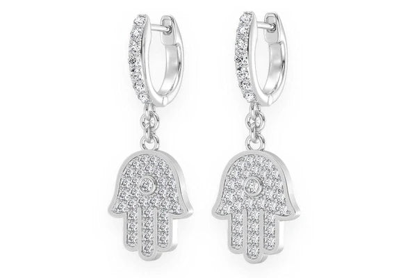 Erkals Jewellers Dangling Hamsa Huggie Earrings 18K Gold 0.50ctw