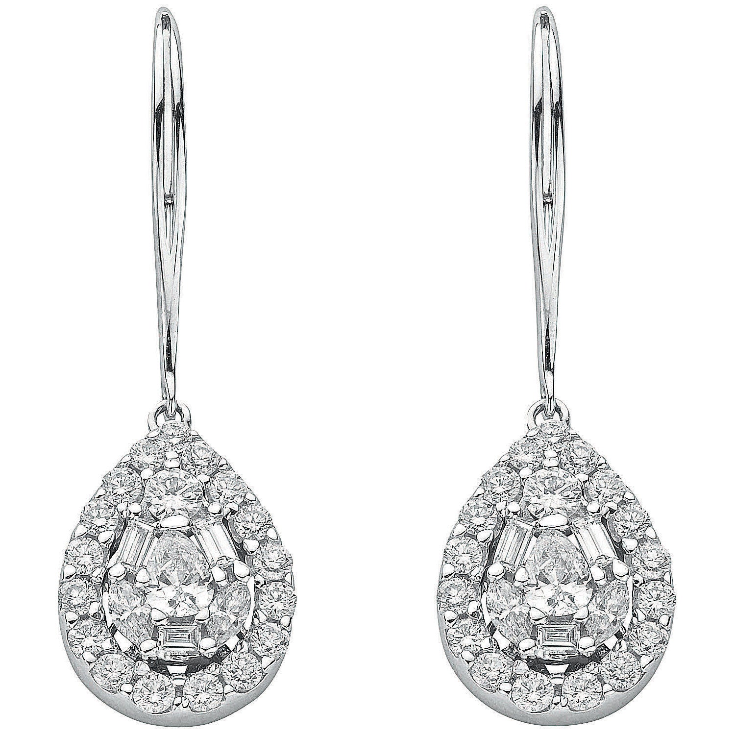 18ct White Gold 1.70ct Diamond Drop Earrings