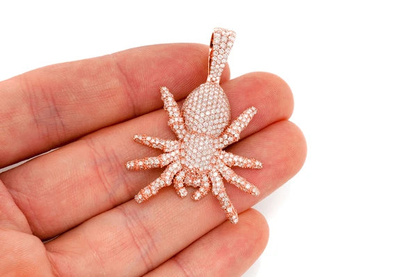 4.00ct Diamond Spider Crawling Pendant 14K Solid Gold