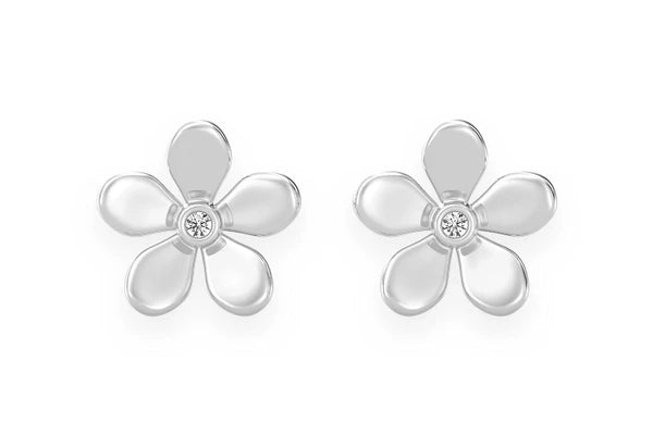 Erkals Jewellers Flower Petal Diamond Stud Earrings 18K Gold 0.02ctw