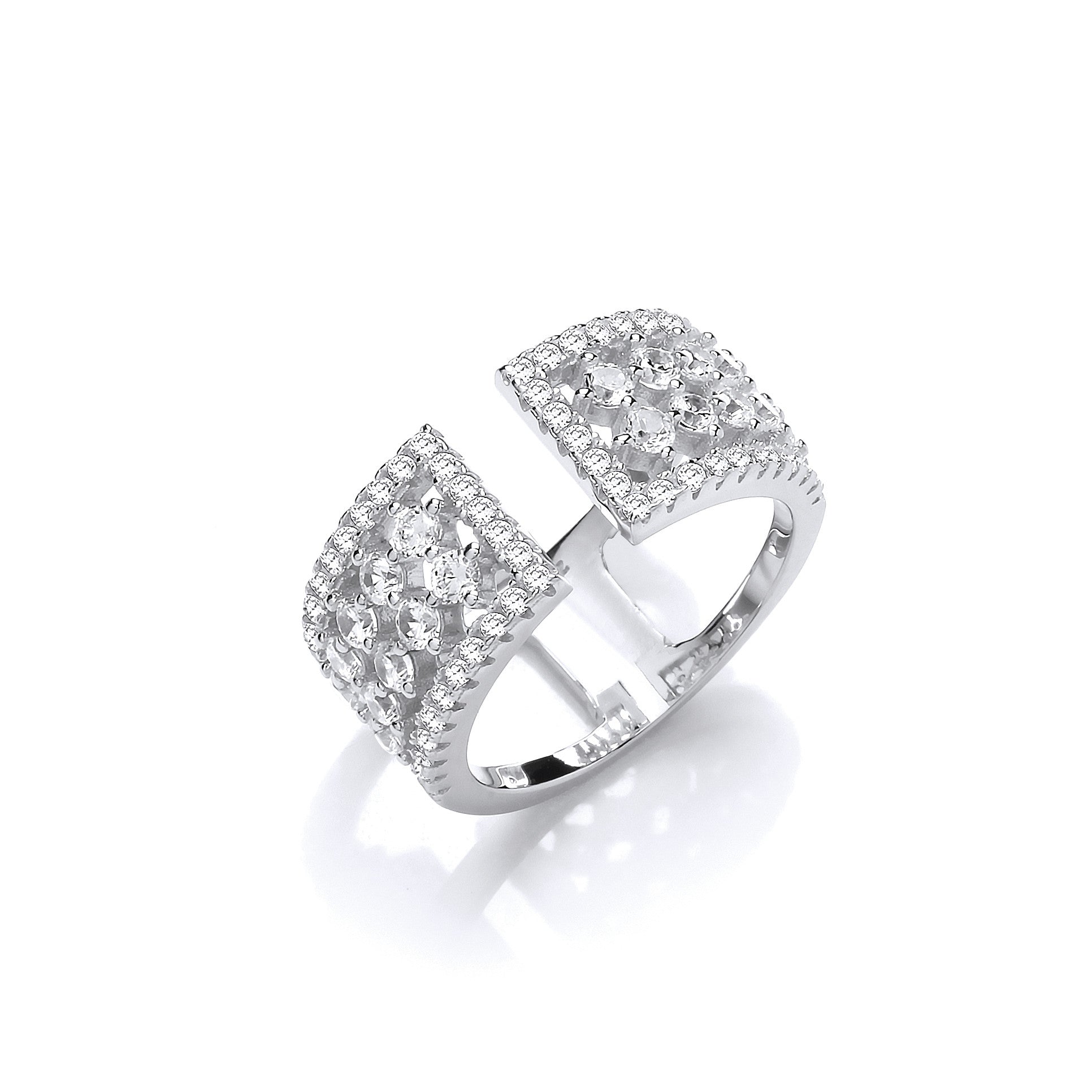 Silver Open Ring with Micro Pave Cz's