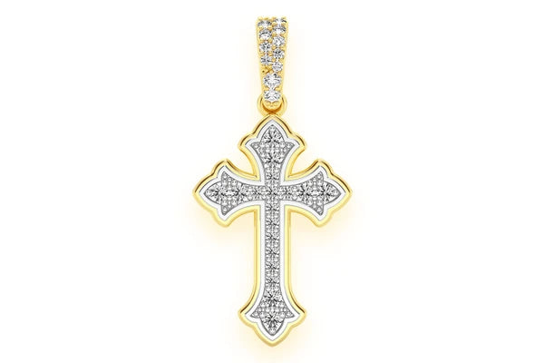 Erkals Jewellers Rounded Cross Pendant 18K Gold Diamond 0.25ctw