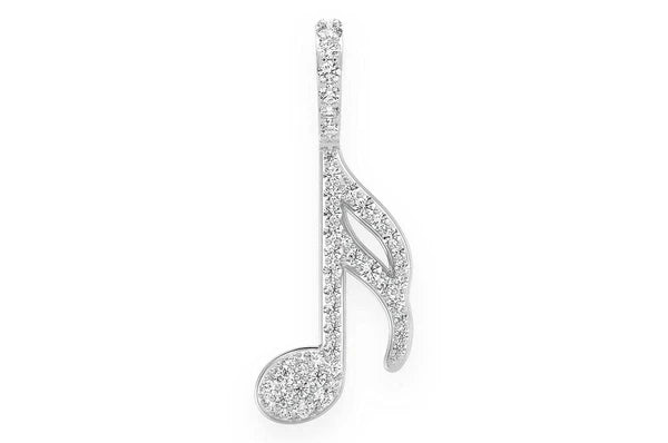 0.50ct Diamond Semiquaver Musical Note Pendant 14K Solid Gold